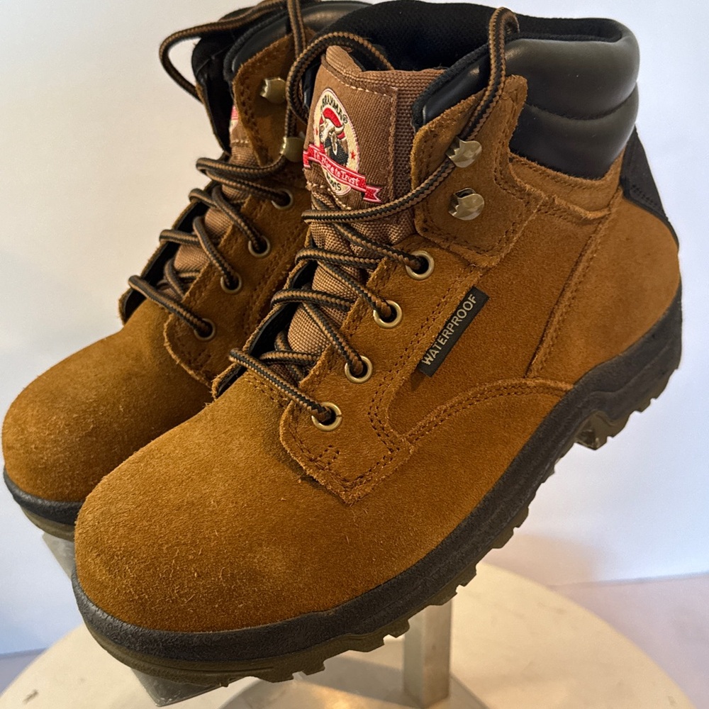 Brahma Steel Toe Work Boots Women’s Size 8.5 Padded Ankle Safety Shoes Brown Tan